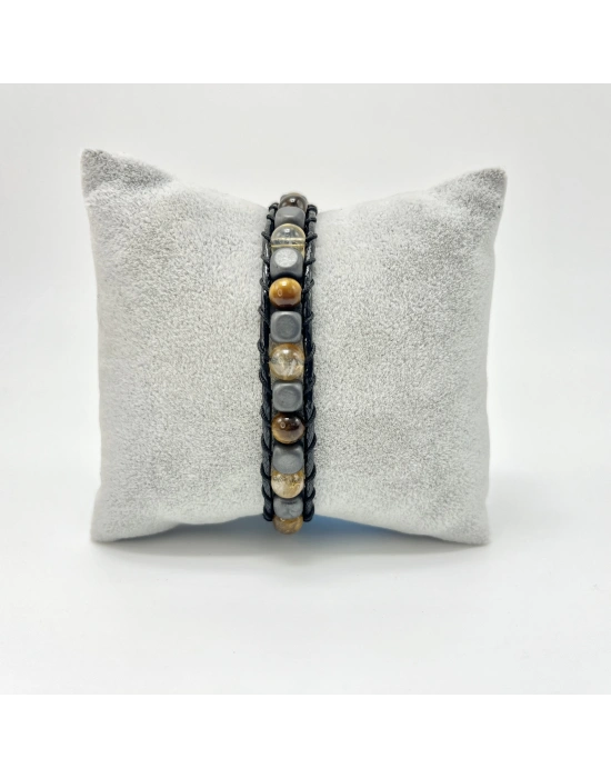 Sertifikalı Bereket Doğal Taş 6mm Bileklik Sitrin Kaplan Gözü Hematit