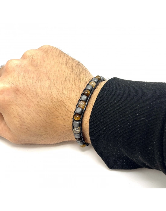 Sertifikalı Bereket Doğal Taş 6mm Bileklik Sitrin Kaplan Gözü Hematit