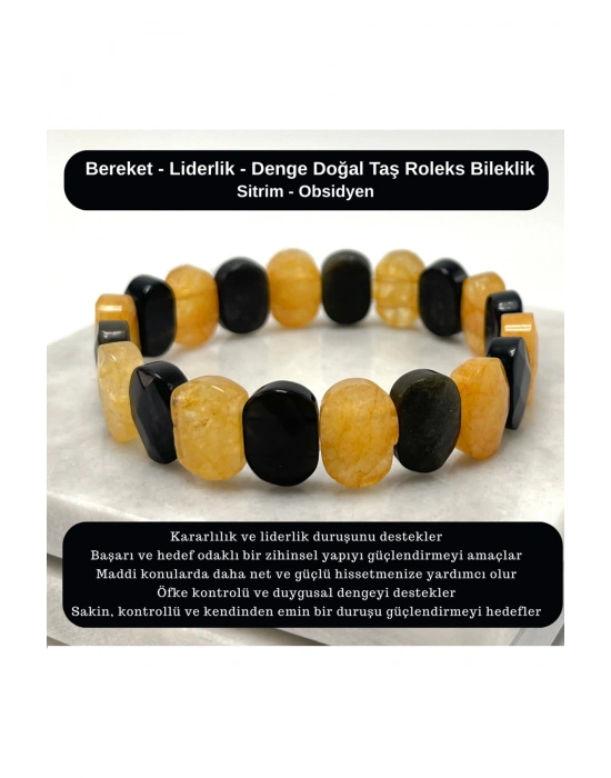 SERTİFİKALI Bereket & Liderlik & Denge Doğal Taş Roleks Bileklik