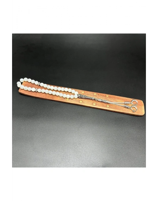 Sertifikalı Beyaz Sedef 8mm 33lük Doğal Taş Tesbih