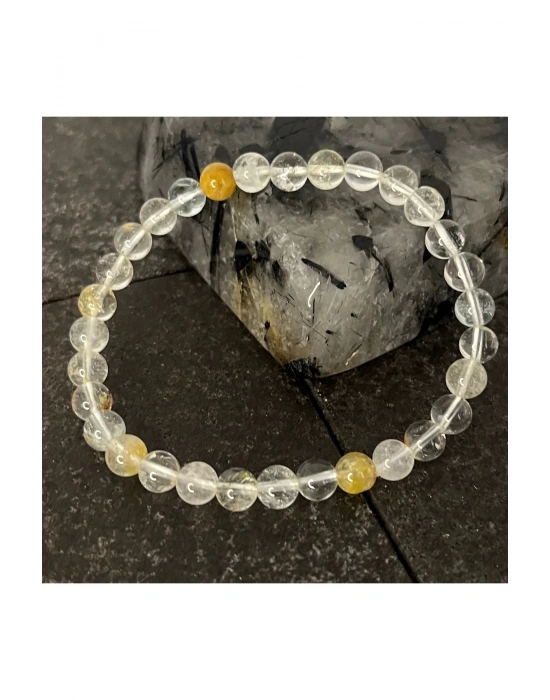 SERTİFİKALI Beyaz Topaz 6mm Doğal Taş Bileklik