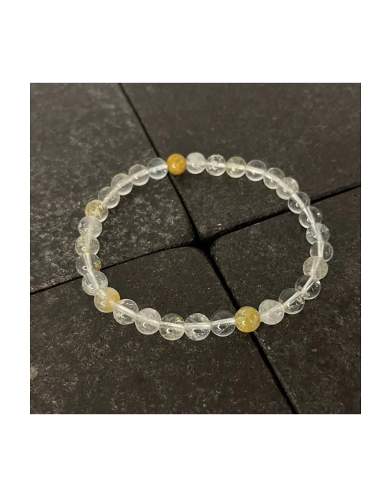 SERTİFİKALI Beyaz Topaz 6mm Doğal Taş Bileklik