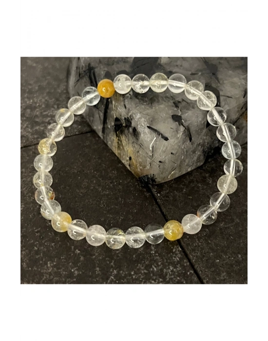 SERTİFİKALI Beyaz Topaz 6mm Doğal Taş Bileklik