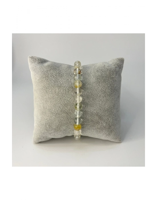 SERTİFİKALI Beyaz Topaz 6mm Doğal Taş Bileklik