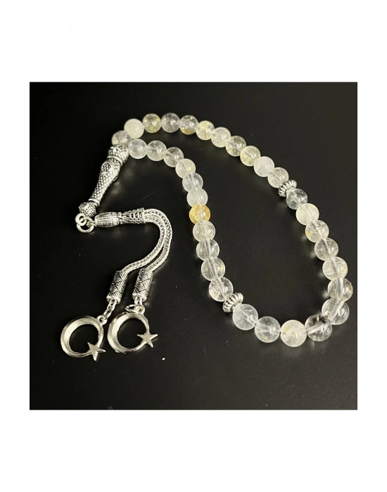 Sertifikalı Beyaz Topaz 8mm 33lük Doğal Taş Tesbih