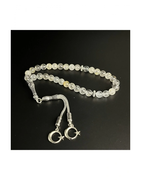 Sertifikalı Beyaz Topaz 8mm 33lük Doğal Taş Tesbih