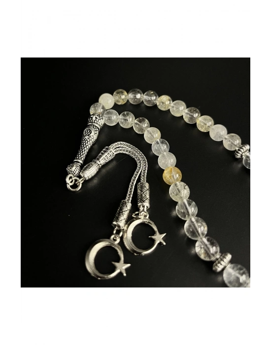 Sertifikalı Beyaz Topaz 8mm 33lük Doğal Taş Tesbih