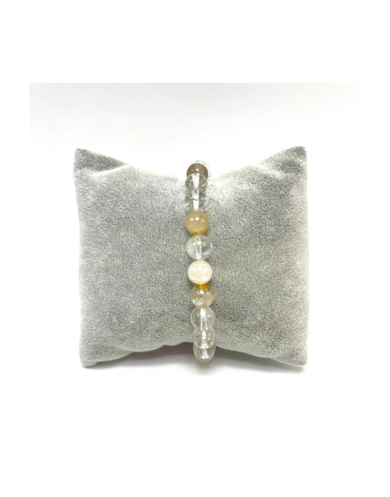 Sertifikalı Beyaz Topaz 8mm Elastik Misinalı Doğal Taş Bileklik