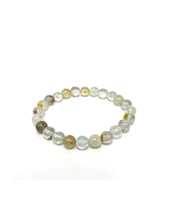 Sertifikalı Beyaz Topaz 8mm Elastik Misinalı Doğal Taş Bileklik