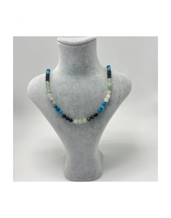 SERTİFİKALI Boğa Burcu 6mm 925 Ayar Gümüş Doğal Taş Kolye 55 cm