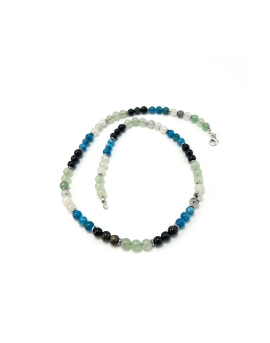 SERTİFİKALI Boğa Burcu 6mm 925 Ayar Gümüş Doğal Taş Kolye 55 cm