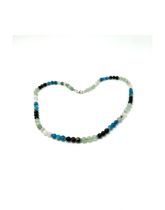 SERTİFİKALI Boğa Burcu 6mm 925 Ayar Gümüş Doğal Taş Kolye 55 cm