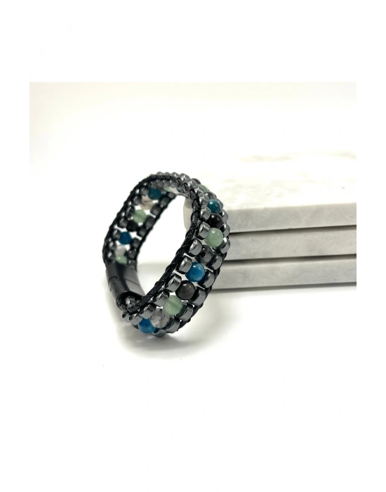 SERTİFİKALI Boğa Burcu Disk Model Doğal Taş Erkek Bileklik Mıknatıslı Kilit