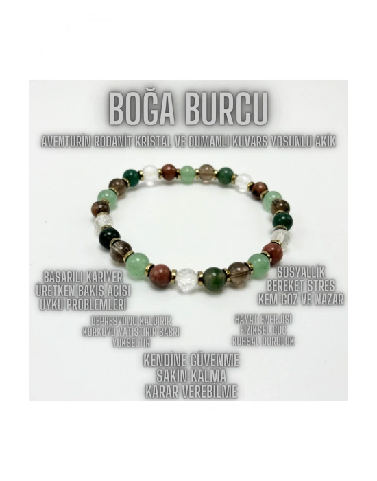 SERTİFİKALI BOĞA BURCU DOĞAL TAŞ BİLEKLİK 6mm