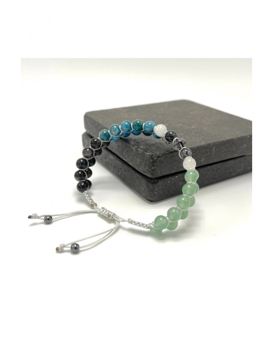 SERTİFİKALI Boğa Burcu Doğal Taş Çift Sıra Makrome Bileklik