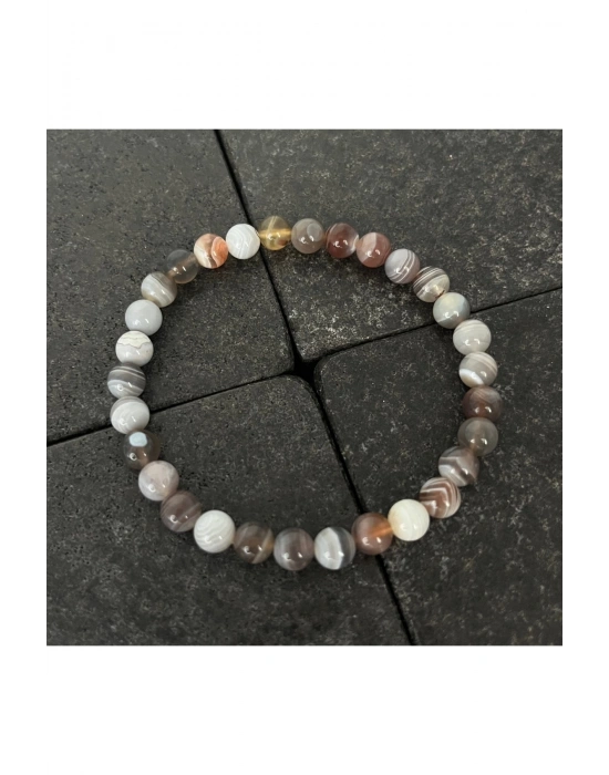 SERTİFİKALI Bostwana Akik 6mm Doğal Taş Bileklik