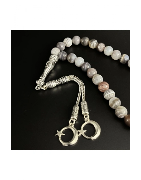 Sertifikalı Bostwana Akik 8mm 33lük Doğal Taş Tesbih