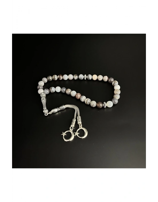 Sertifikalı Bostwana Akik 8mm 33lük Doğal Taş Tesbih