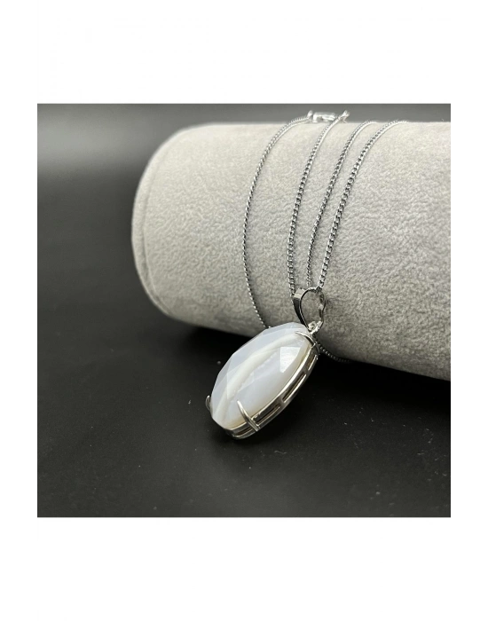 Sertifikalı Bostwana Akik Doğal Taş Kolye (KARARMAMA GARANTİLİ)