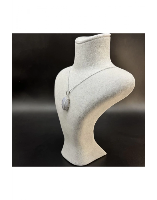 Sertifikalı Bostwana Akik Doğal Taş Kolye (KARARMAMA GARANTİLİ)