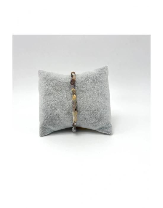 Sertifikalı Bostwana Akik Natural Kesim Makrome Doğal Taş Bileklik Ayarlanabilir Ölçü