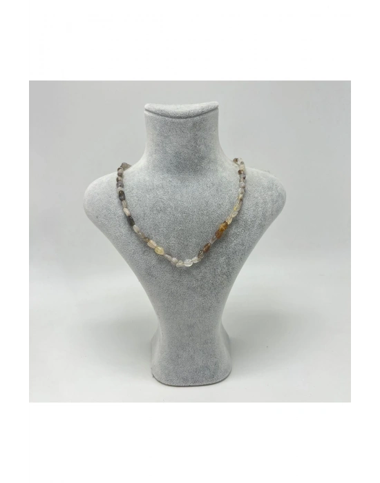 Sertifikalı Bostwana Akik Natural Kesim Makrome Doğal Taş Kolye Ayarlanabilir Ölçü