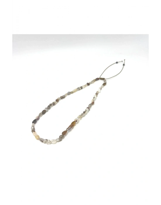 Sertifikalı Bostwana Akik Natural Kesim Makrome Doğal Taş Kolye Ayarlanabilir Ölçü