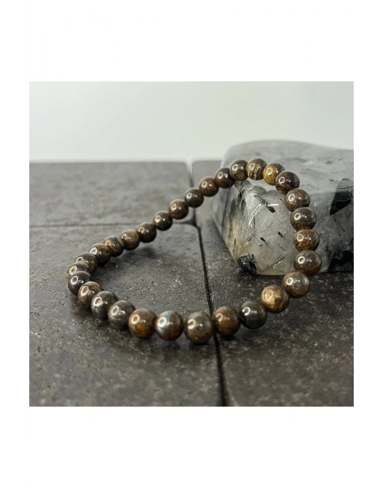SERTİFİKALI Bronzit 6mm Doğal Taş Bileklik