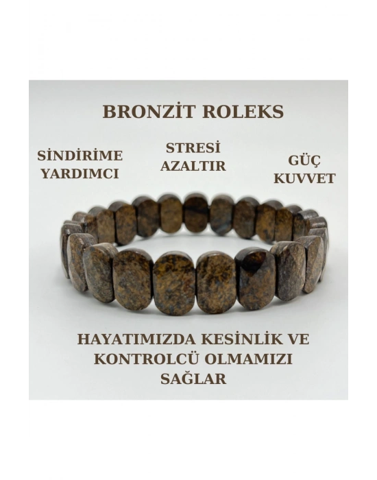Sertifikalı Bronzit Doğal Taş Roleks Bileklik