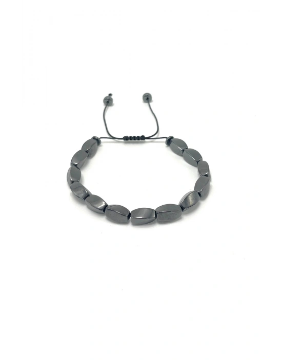 SERTİFİKALI Burgu Hematit Doğal Taş Makrome Bileklik