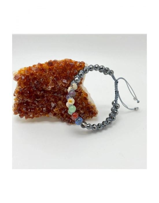 SERTİFİKALI Çakra Doğal Taş Bileklik -Jasper-Dumanlı Kuvars-Akik-Aventurin-Sitrin-Ametist-Hematit