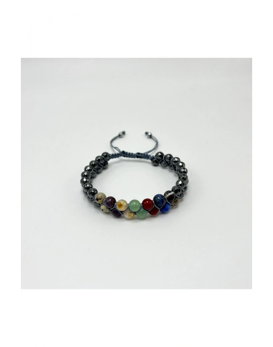 SERTİFİKALI Çakra Doğal Taş Bileklik -Jasper-Dumanlı Kuvars-Akik-Aventurin-Sitrin-Ametist-Hematit