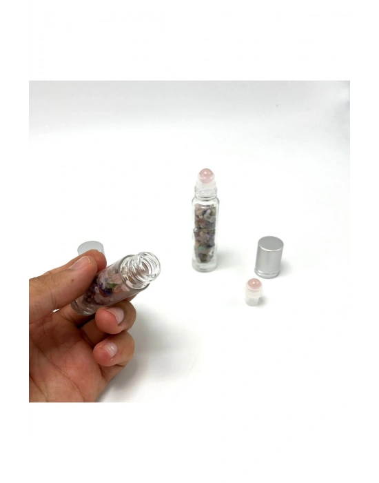 Sertifikalı Çakra Doğal Taş Esans Şişesi ve Roller Masaj Aleti 10ml