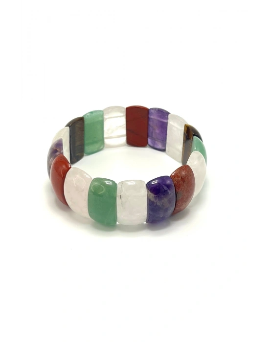 SERTİFİKALI Çakra Roleks Kesim Doğal Taş Misinalı Bileklik