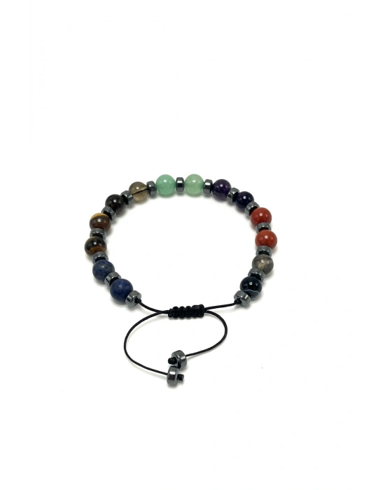 SERTİFİKALI Çakra Taşları 8mm Doğal Taş Makrome Bileklik