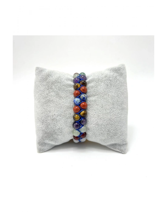 Sertifikalı Çakra Taşları Doğal Taş Çift Sıra Bileklik