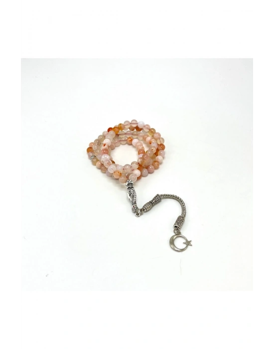 Sertifikalı Çiçek Akik 6mm 99luk Doğal Taş Tesbih