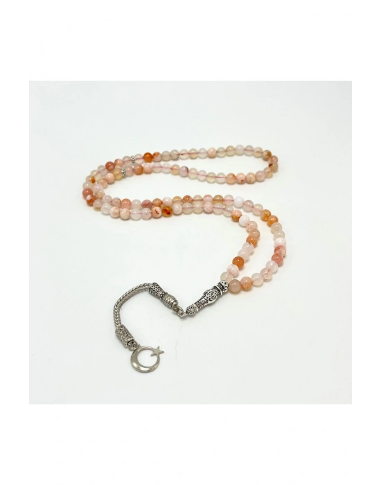 Sertifikalı Çiçek Akik 6mm 99luk Doğal Taş Tesbih