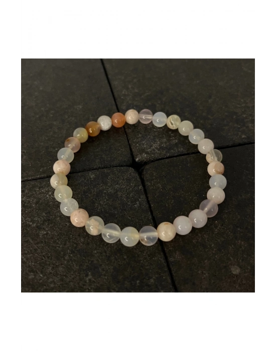 SERTİFİKALI Çiçek Akik 6mm Doğal Taş Bileklik