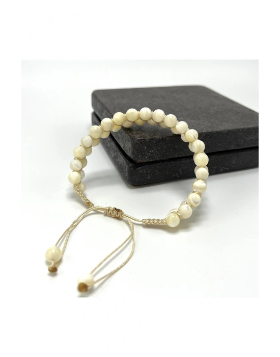 SERTİFİKALI Çift Sıra Doğal Taş Makrome Bileklik Ayarlanabilir Ölçü