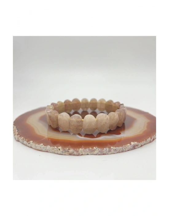 Sertifikalı Çilek Kuvars Doğal Taş Roleks Bileklik