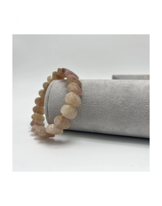 Sertifikalı Çilek Kuvars Doğal Taş Roleks Bileklik