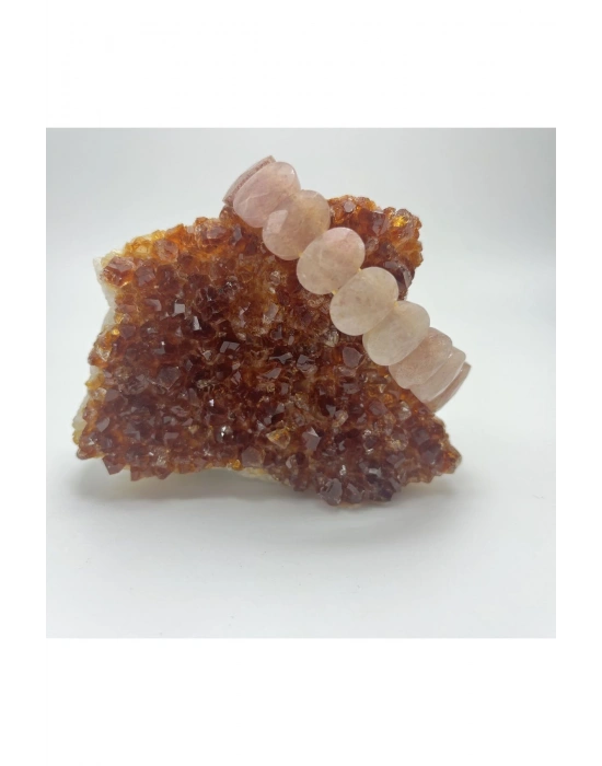 Sertifikalı Çilek Kuvars Doğal Taş Roleks Bileklik