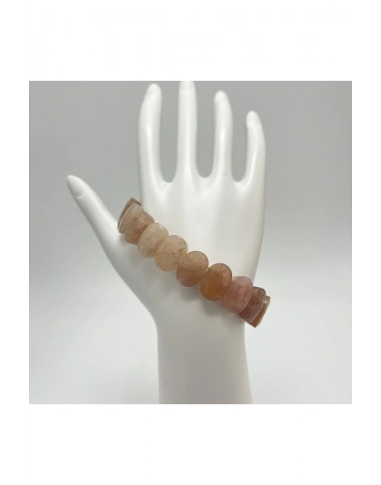 Sertifikalı Çilek Kuvars Doğal Taş Roleks Bileklik