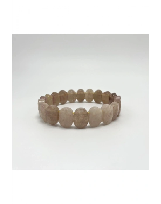 Sertifikalı Çilek Kuvars Doğal Taş Roleks Bileklik