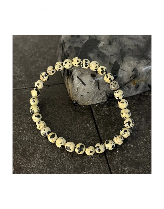 SERTİFİKALI Dalmaçyalı Jasper 6mm Doğal Taş Bileklik