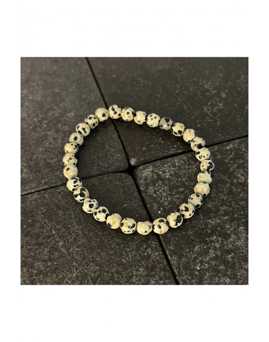 SERTİFİKALI Dalmaçyalı Jasper 6mm Doğal Taş Bileklik