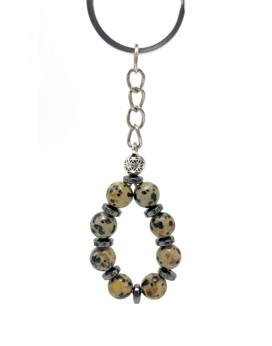 SERTİFİKALI Dalmaçyalı Jasper Doğal Taş Anahtarlık 8mm