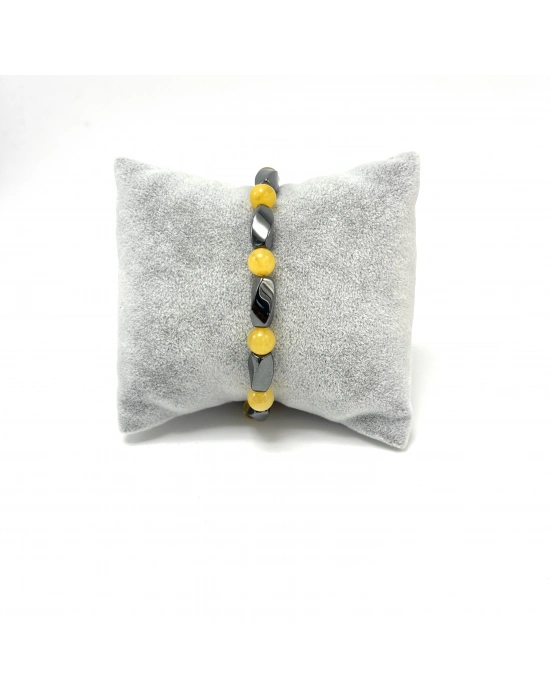 Sertifikalı Damla Kehribar Burgu Hematit 6 mm Bileklik