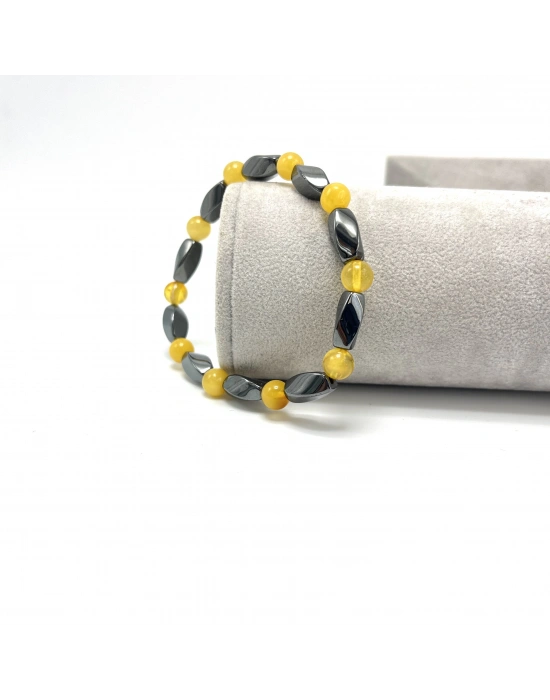 Sertifikalı Damla Kehribar Burgu Hematit 6 mm Bileklik